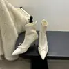 Botines de tacón de aguja con punta estilo coreano Chuyuji para mujer, botines de verano delgados con lazo, botines de moda versátiles de tacón alto