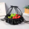 Novo Cesto de Flores Decorativo de Renda Preta Cesta de Flores para Daminha Cesta de Flores de Pétalas Casamento Requintado Laço Pequeno Cesto de Flores Preto