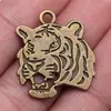 27x 24mm 4,5g dupla face cabeça de tigre DIY animal fofo colar vintage pingente de liga vintage