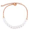 Pulseira de Aço Inoxidável com Pérolas Estilo Novo Europeu e Americano Simples e Elegante 19+4 Pulseira Ajustável Versátil Venda Quente no Atacado