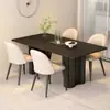 Mesa de comedor rectangular y sillas ins color pizarra negra, estilo italiano nuevo, moderno, adecuada para apartamentos pequeños, diseño moderno y minimalista, para uso doméstico