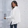 Suéter de mujer con cuello alto medio y manga murciélago dividida, camisa tejida suelta para otoño e invierno, estilo transfronterizo europeo y americano para mujer