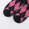 Meias Femininas Estilo Europeu e Americano Letra Xadrez Jacquard Longas Casuais Até o Joelho Padrão Diamante Retrô Atacado Tendência Retrô