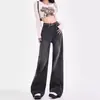 Jeans rectos de color gris oscuro para mujer, primavera y otoño, de cintura alta, holgados, adelgazantes, buena caída, pantalones de pierna ancha, novedad de otoño 2026