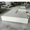 Asientos combinados de paisaje para múltiples personas para exteriores hechos a medida con chapa de piedra artificial-madera, otomanas de terrazo para parterres de parque