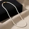 Colar de Pérolas com Fecho Magnético Oval em Formato de Cápsula para Mulheres, Corrente de Clavícula de Luxo de Alta Qualidade, Corrente de Pescoço Simples Versátil, Fecho de Lenço