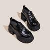 Sapatos de Couro Femininos Estilo Britânico, Novo Modelo Inverno 2026, Mocassins de Salto Alto com Solado Grosso, Sapatos Individuais Versáteis para Primavera e Outono com Saltos Grossos