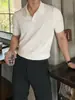 Camisa Polo masculina casual e elegante de verão, corte slim estilo coreano, gola de lapela, cor sólida, camiseta de malha fina casual, atacado transfronteiriço
