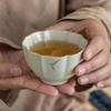 Taza de té Begonia pintada a mano bajo cubierta mesa de hielo hoja de bambú Taza Maestra Taza de Té juego de té kung fu bambú verde Taza Maestra