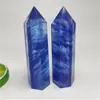 Pedra de fundição azul prisma hexagonal de cristal artificial prisma hexagonal único pontiagudo azul pedra de fundição Crystal Crafts ornamentos atacado