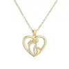 Colar com Pingente Aogu Transfronteiriço Simples Estiloso Coração Vazado Pegada Design Feminino Nicho High-End Corrente para Clavícula