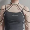 Cadena Corporal Sexy de Chica Caliente Transfronteriza Europea y Americana Cadena para la Cintura Desfile de Moda para Mujer Cadena de Hombro de Perla Artificial Cadena de Sujetador Decorativa Cadena para Ropa