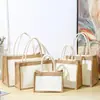 1 Bolsa de Lino Personalizada con Logo Impreso Bolso de Yute Lino Retro Bolsa de Yute Bolso de Lino Bolso Tote Lote