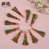 Cuerda de Mano Colorida de 5 cm Borla Pequeña Hilo Dorado Anillo para Colgar Colgante Estilo Étnico Llavero con Borla Adorno para Llavero Accesorios Venta al por Mayor
