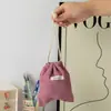 Bolsa de almacenamiento de pana de color sólido de gran capacidad, bolsa de cosméticos con cordón, bolso rojo portátil para mujer, monedero