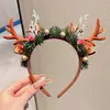 2026 Nueva Fiesta de Navidad Estilo Bosque Diadema para Adulto Decoraciones Lindas Pinza para el Cabello Tocado Cuernos de Peluche Pinza para el Cabello Femenina