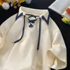 Camiseta de Manga Corta con Cuello Polo para Hombre Ins Moda Suelta Estilo Hong Kong Sentido del Diseño Nicho High Street Manga Corta 2023 Nueva Manga Media