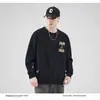 Coleção Outono 2026: Moletom Masculino de Corte Solto, Versátil, com Estampa, Gola Redonda, Casaco Casual Estudantil Estilo Japonês