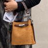 Bolsas Outono Femininas 2025 Bolsa Kelly Couro de Vaca Fosco Fecho Bolsa de Ombro para Ir ao Trabalho Couro Genuíno de Mão Transversal Bolsa Feminina