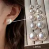 Brincos de Pérola Shijia em Estoque Mais Vendidos em Branco Leite com Brilho Rosado, Brincos Femininos com Pino de Prata S925 com Toque de Luxo de Nicho e Design Versátil