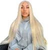 Amazon Transfronterizo Moda Europea y Americana Nueva Peluca de Encaje Frontal Cabello Lacio Mediano Largo Cabello Liso Peluca Rubio Claro