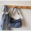 Bolsa de Lona Transfronteriza Lavable de Mezclilla para Viajes Diarios 2025 Otoño/Invierno Diseño de Nicho Casual de un Solo Hombro Cruzada para Mujer