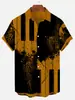 Sitio Web Independiente Europeo y Americano Transfronterizo Camisa Casual de Moda de Manga Corta con Cuello Campana para Hombre Nueva de Verano con Estampado de Violín