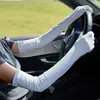 Luvas de Proteção Solar de Seda Gelada para Dirigir, Mangas de Gelo Anti-UV de Verão, Braçadeiras, Mangas Soltas de Peça Única para Motoristas Mulheres, Finas