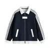 Sudadera cárdigan de algodón con tres rayas y media cremallera de marca de moda para otoño e invierno para hombre, chaqueta de color block con cuello camisero, chaqueta de manga larga para hombre