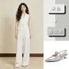 Sandalias de Punta Cerrada con Plantilla de Piel de Oveja de Primera Capa 2026 Nuevo Estilo Primavera/Verano Zapatos Mary Jane Franceses Zapatos Casuales para Mujer