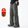 Pantalones Casuales para Hombre 2025 Primavera, Otoño, Invierno Modernos Sueltos de Pierna Recta Largos con Forro Polar, Espesados con Cordón Ropa de Trabajo de Pierna Ancha