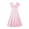 Moda europea y americana transfronteriza Bestseller de AliExpress: elegante vestido maxi de vacaciones con escote en V, mangas con volantes y cordones