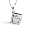 Collar de Acero de Titanio, Popular en Europa y América, Collar con Forma de Libro de Carta de Amor Grabada, Collar con Forma de Sobre de Carta de Amor Abrible, Cadena para Clavícula