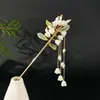 Horquilla con borla de estilo antiguo para mujer, horquilla de alta gama de estilo chino, horquilla de ébano negro, accesorio para el cabello moderno y sencillo
