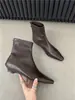 Elegantes botines de tacón bajo, punta cuadrada, forrados de felpa para mujer, nueva colección otoño/invierno 2025, diseño simple, botines cortos, botas ajustadas de estilo francés