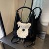 Bolsa de ombro única externa nova bolsa de ombro fofa bordada bolsa tote da moda bolsa de ombro feminina de alta capacidade para deslocamento diário