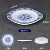 Melamina azul e branco tigela pequena comercial catering refeitório fast food tigela de arroz tigela de porcelana tigela de sopa copo de plástico colher louça