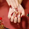 Uñas Portátiles de Navidad Copo de Nieve Amor Brillo Manicura Uñas Postizas Cortas Almendra Mariposa Uñas Largas Europeas y Americanas Venta al por Mayor