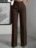 Pantalones de traje de pierna ancha a rayas verticales de cintura alta para mujer, Comercio exterior transfronterizo de verano 2026 Amazon, Elegantes y modernos para el trabajo, Versátiles