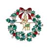 Broche de veado de guirlanda de Natal europeu e americano novo, broche de strass com óleo escorrendo, corsage de moda, laço, sininho dourado, acessórios de broche