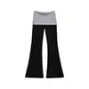 Calça Casual Micro Costura Feminina Primavera e Verão Nova Estudante Solta Versátil Combinação Slim Combinação de Cores Wide Leg Esportiva Longa Tendência