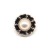 Pérola botão duplo botão borda dourada botão casaco de camisa renda redonda estilo Chanel strass fivela de suéter de plástico feminino