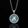Hip-Hop Europeo y Americano Personalizado Creativo Pequeño Redondo Colgante de Foto Cobre Incrustado Zirconia Marco de Foto Collar para Hombre Joyería al por Mayor