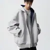 Moletom Cardigan com Capuz Masculino para Primavera e Outono 2026 com Zíper Duplo, Design Simples Retrô Americano, Jaqueta Casual de Caimento Solto