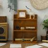 Estante de almacenamiento vintage de madera maciza, estante de almacenamiento de escritorio de tres capas, gabinete de almacenamiento de cosméticos y artículos diversos, gancho de metal para colgar