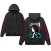 Comercio Exterior Lavado Viejo Vintage Sudadera con Capucha Cierre Impresión Demon Slayer Blade Hombres y Mujeres