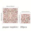 Servilletas de papel florales de primavera con flores, fresas y mariposas, servilletas desechables para salidas de primavera, picnics, fiestas y decoraciones de cumpleaños