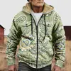 Chaqueta de Algodón Gruesa con Forro de Polar Estilo Étnico Camuflaje Transfronterizo 2025 con Cremallera y Bolsillos de Parche para Abrigo