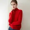Otoño Invierno Retro Cuello Alto Cachemir Grueso para Mujer Versátil para Viajar Prendas de Punto Base Color Sólido Tejidos de Punto
