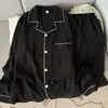Conjunto de Pijama de Algodão Nuvem para Homens, Primavera e Outono, Cor Sólida Simples, Manga Longa e Calça Longa, Roupa de Casa Casual Estilosa para Adolescentes